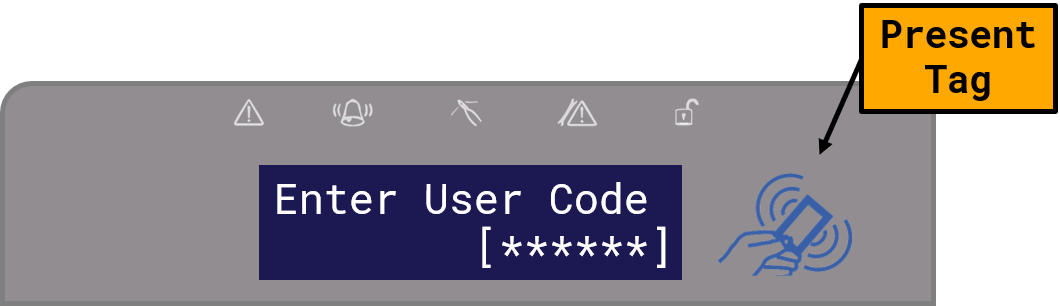 Enter your code or present your tag until `[******]` is displayed.