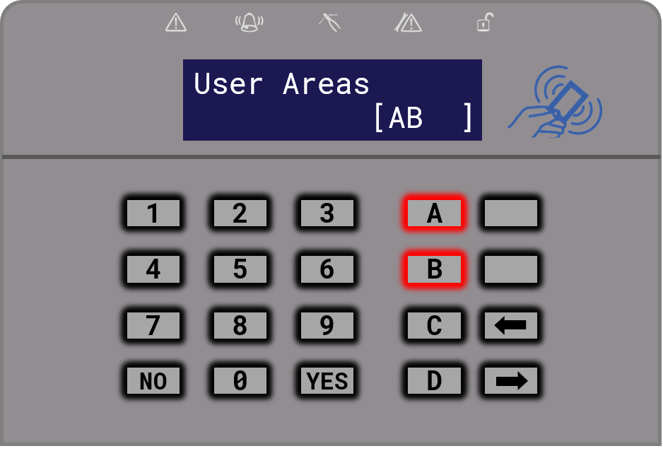 The selected areas will display on the screen, and the buttons should light up when they are selected.