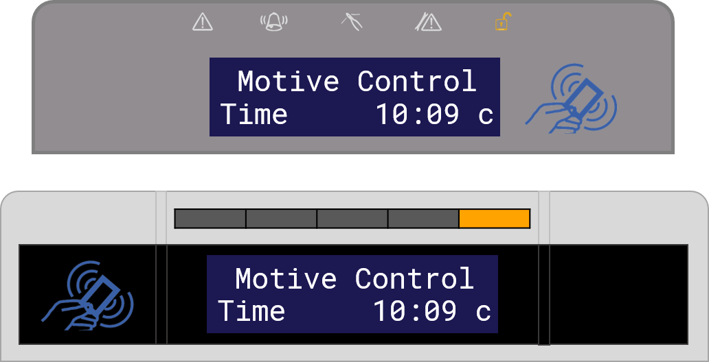 The unset alarm is on the top right of the console.